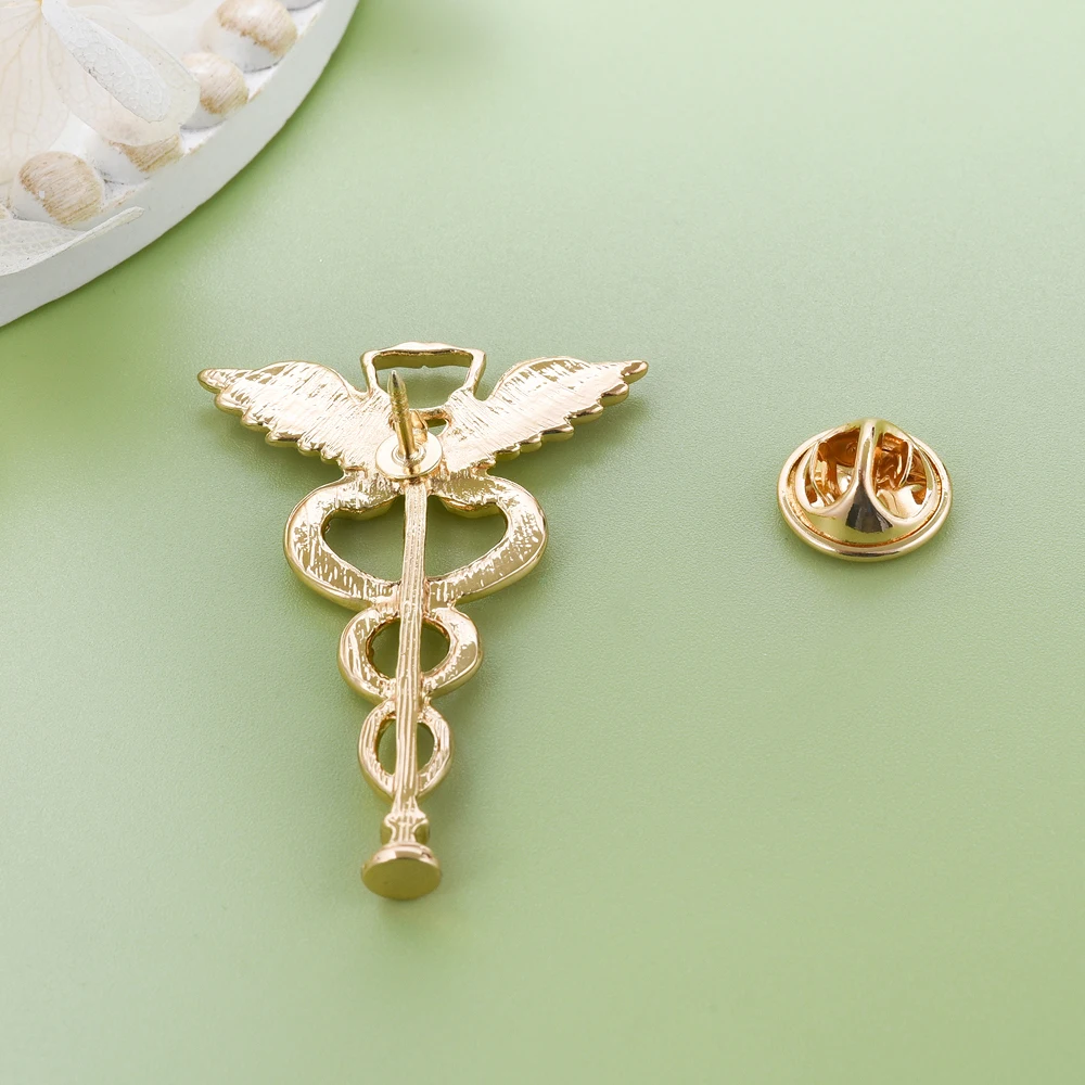 DCARZZ Caduceus Brooch Pins Doctor Nurse Rod Of Asclepius Medical Jewelry Lapel Badge for Medicine Staff