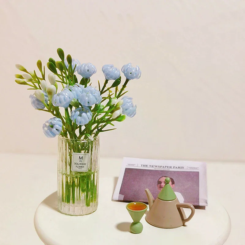 1:12 Casa delle bambole in miniatura Bouquet Piante in vaso Tavolo Fiori Verde Bonsai Modello per la decorazione della casa delle bambole Bambini Giochi di imitazione Giocattoli