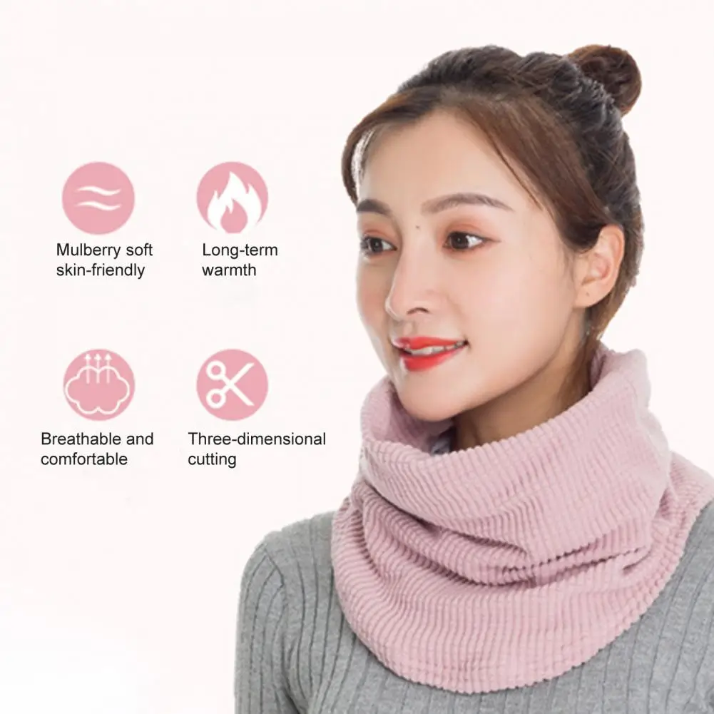 Hanging Ear Design Skin-touch Keep Warm 3-In-1 Cycling Face Cover Scarf Earmuffs Women Thermal Scarf for Riding