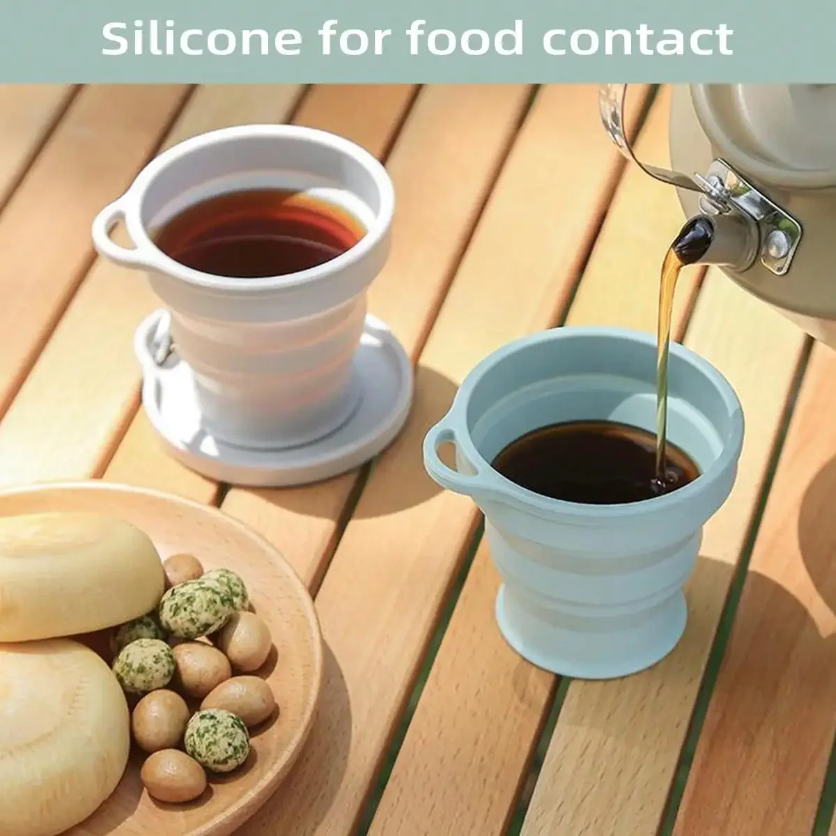 1PC 180ML Folding Cup Mini Retractable Cup Silicone Portable Teacup Outdoor Travel Coffee Telescopic Drinking Mug with Lid