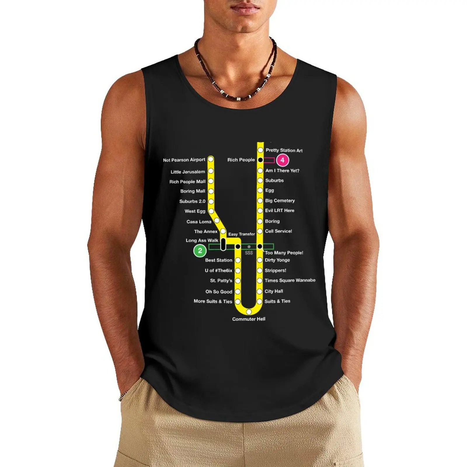 Line 1 Parody Map Tank Top cotton t-shirts man gym Men's t-shirts sleeveless shirt man