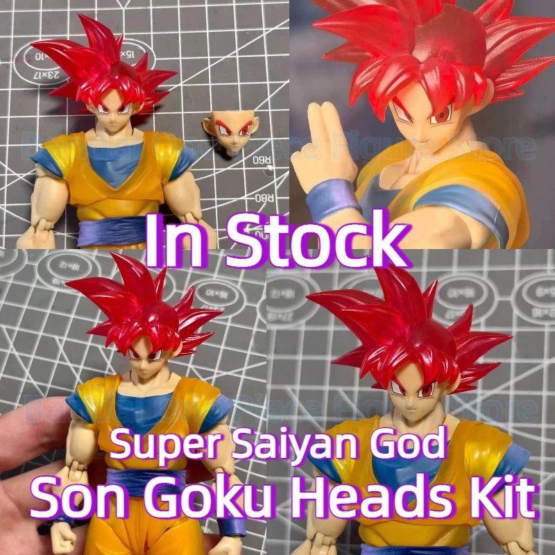 

В наличии Dragon Ball Z SHF Super Saiyan God SSG Red Hair Son Goku Heads Аксессуары Комплект Аниме Фигурка Модель Игрушки Коллекционер