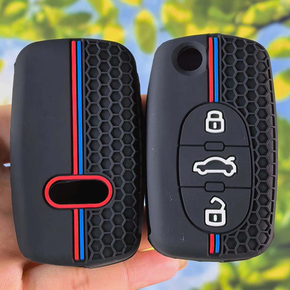 Soft Honeycomb‑Textured Flip Remote Silicone Key Case For Audi A2 A3 S3 A4 S4 A6 S6 RS6 A8 TT Q7 RS4 Fob Protector