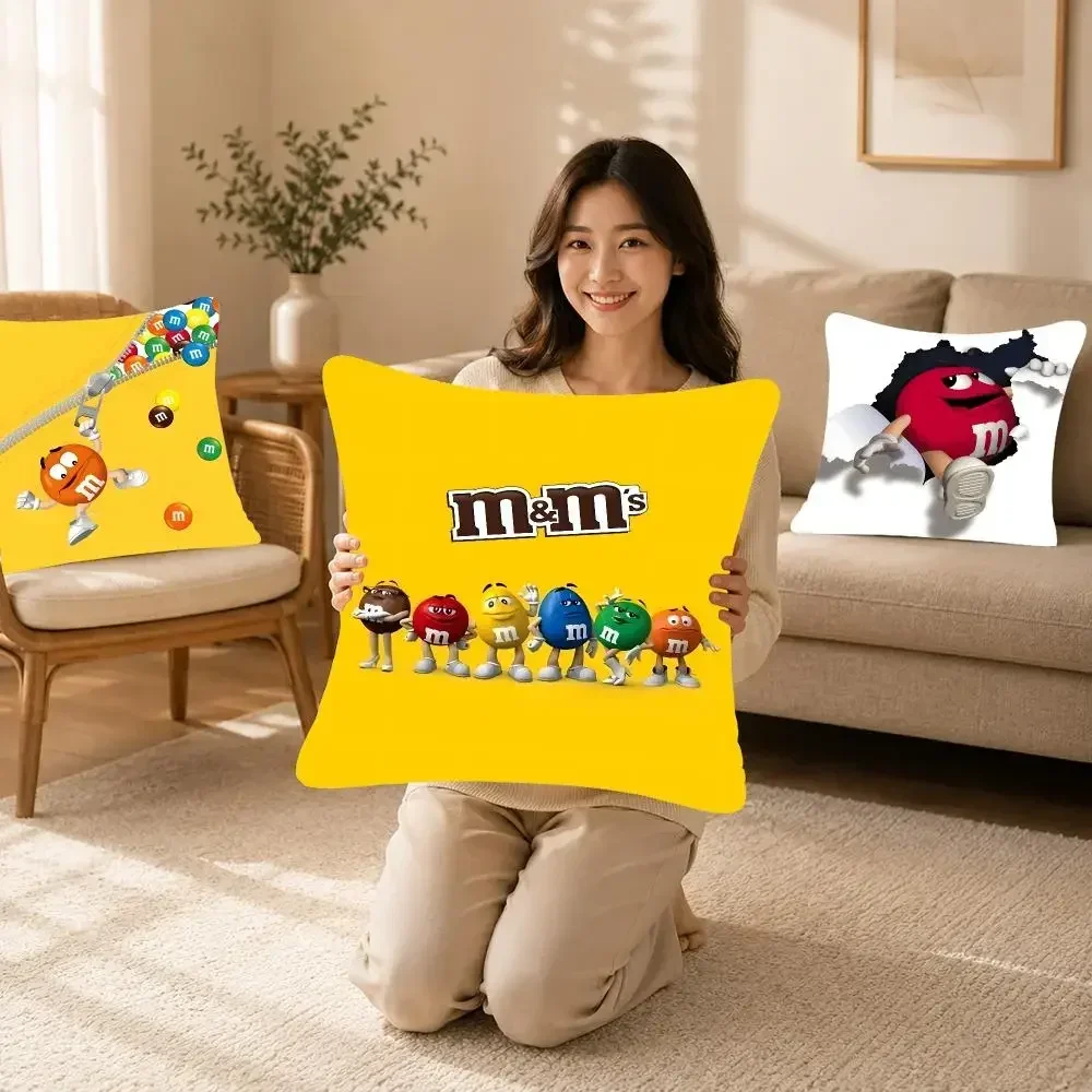 Brand Candy M&M's Cushion Cover Bedroom bed reading backrest cushion Festive plush holiday Soft plush throw