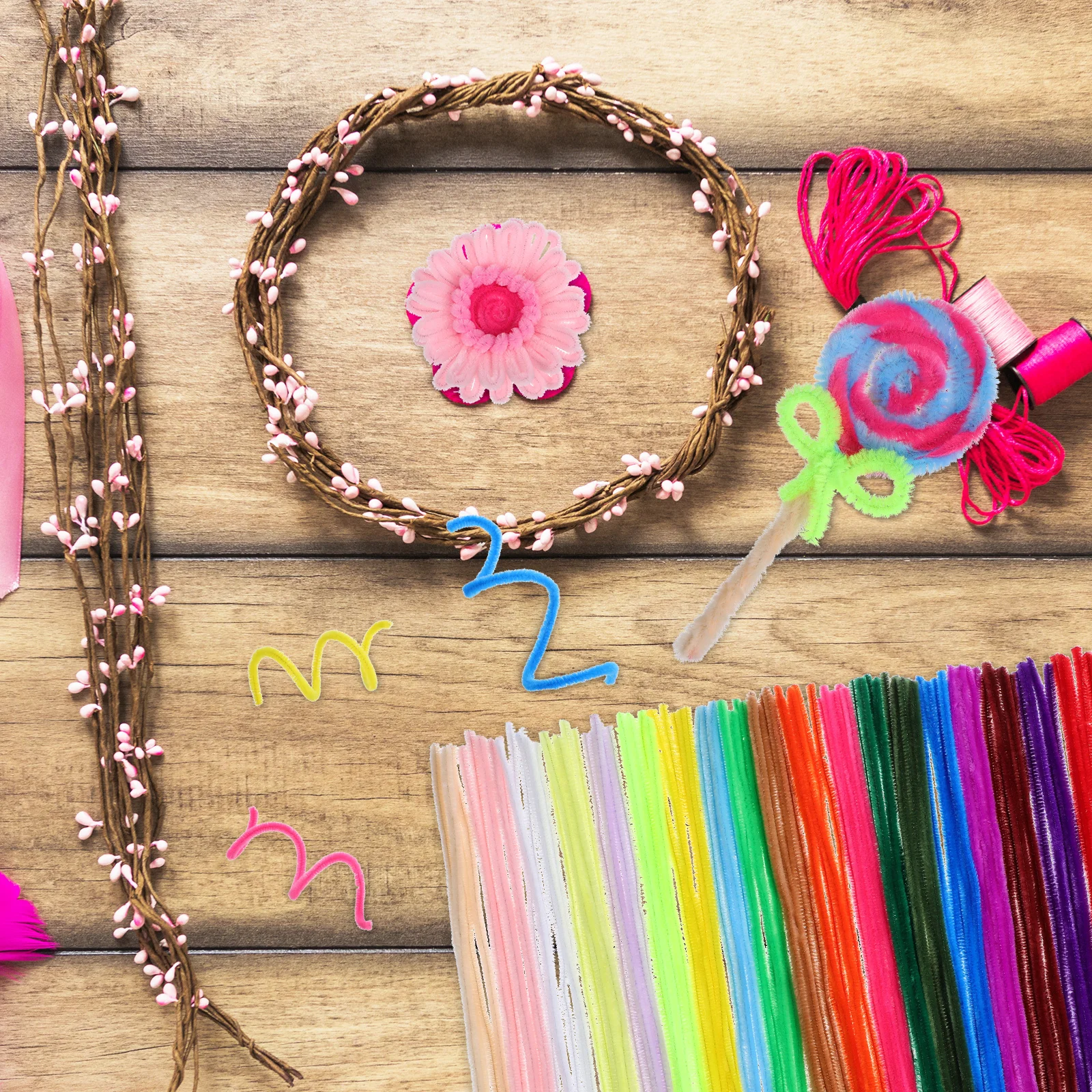 

400Pcs Chenille Stem Craft Bundle 20 Colors Flexible for DIY Decorations Animals Flowers Easy Shape Craft