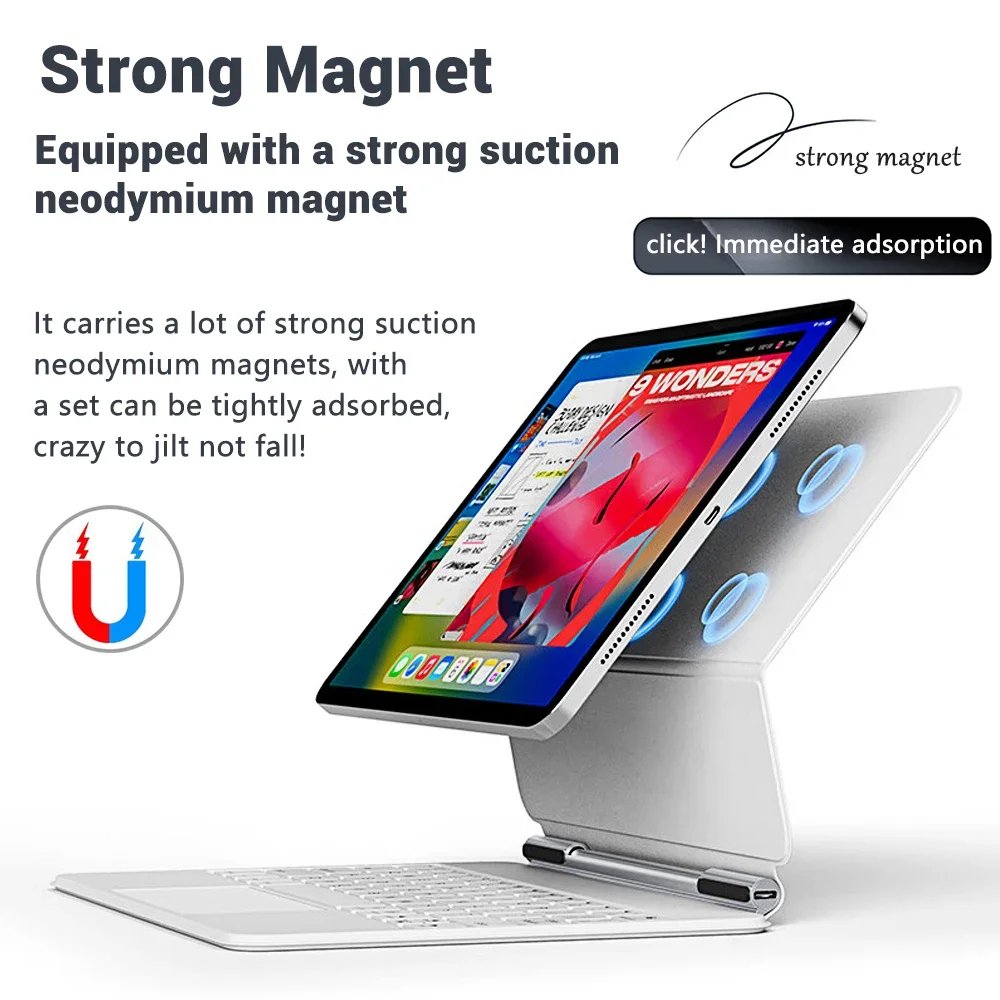 Magic Bluetooth Wireless Keyboard For iPad a16 Smart Case 2025 Backlit Keyboard For iPad Air 4 5 10.9in Pro 11 12.9  iPad Cover