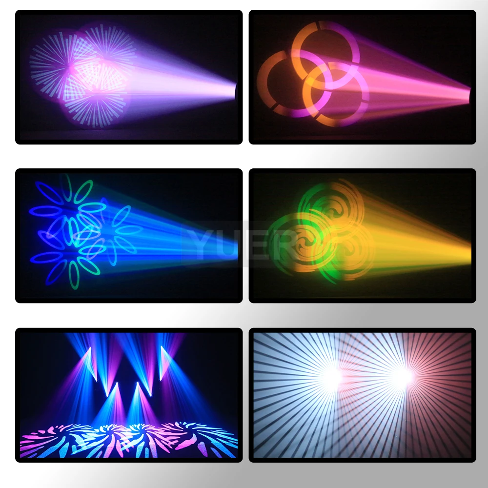 200W LED Moving Head Light Beam Spot Focus Atomization With Gobo 14 Pattern LED Ring High Brightness Stage Light Disco Nightclub