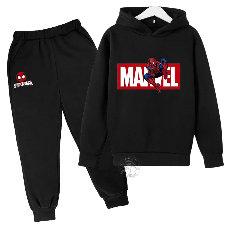 NEW Marvel Spider Man Printed Hoodie+Pants Children's Set Boys and Girls' Fashion Baby Autumn Warm Sports Back to School Gift