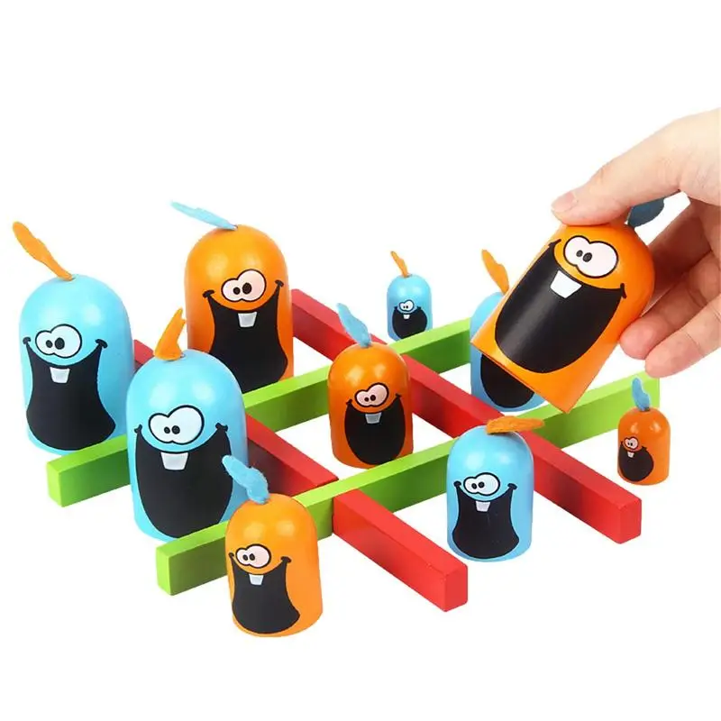 Creative Tic Tac Toes Cartoon Thinking Training Gobblers Board Game Big Eat Small Strategy Game Educational Toy For Kids