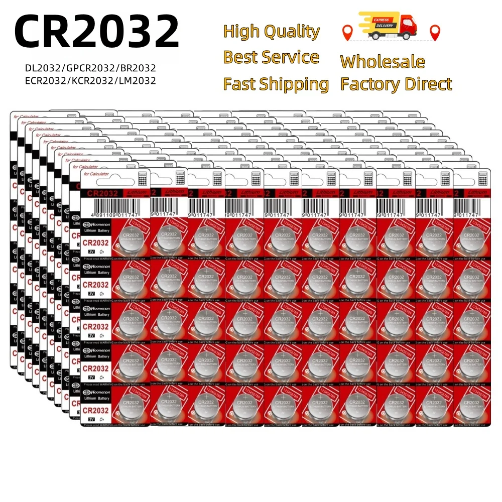 

Wholesale CR2032 Coin Cell CR 2032 DL2032 BR2032 KCR2032 Battery Car Remote Control Toy Coin Cell Electronics