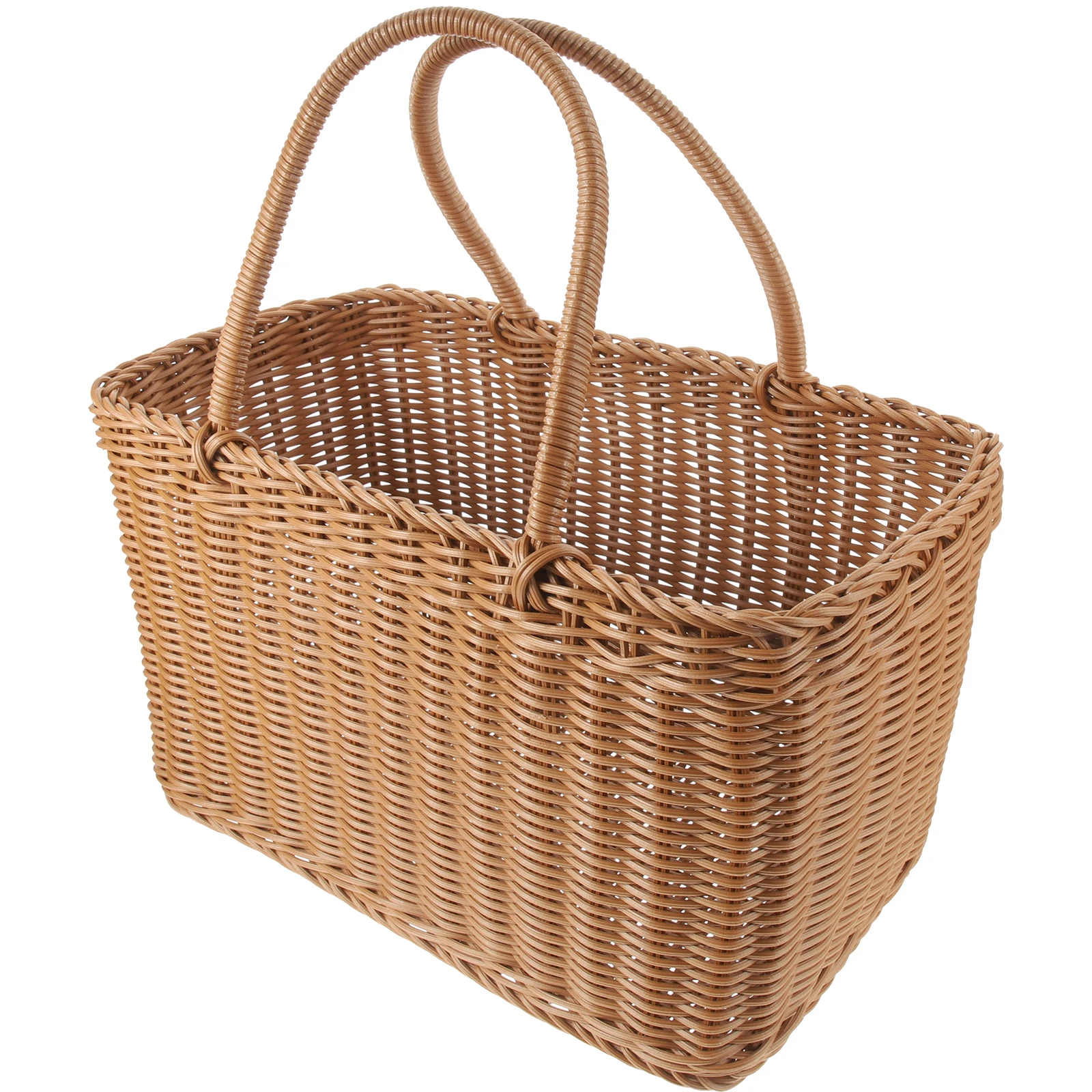 

Imitation Rattan Shopping Storage Baskets Flower for Toys Picnic Kitchen Vegetable Fruit Basket Simple Snacks Basket