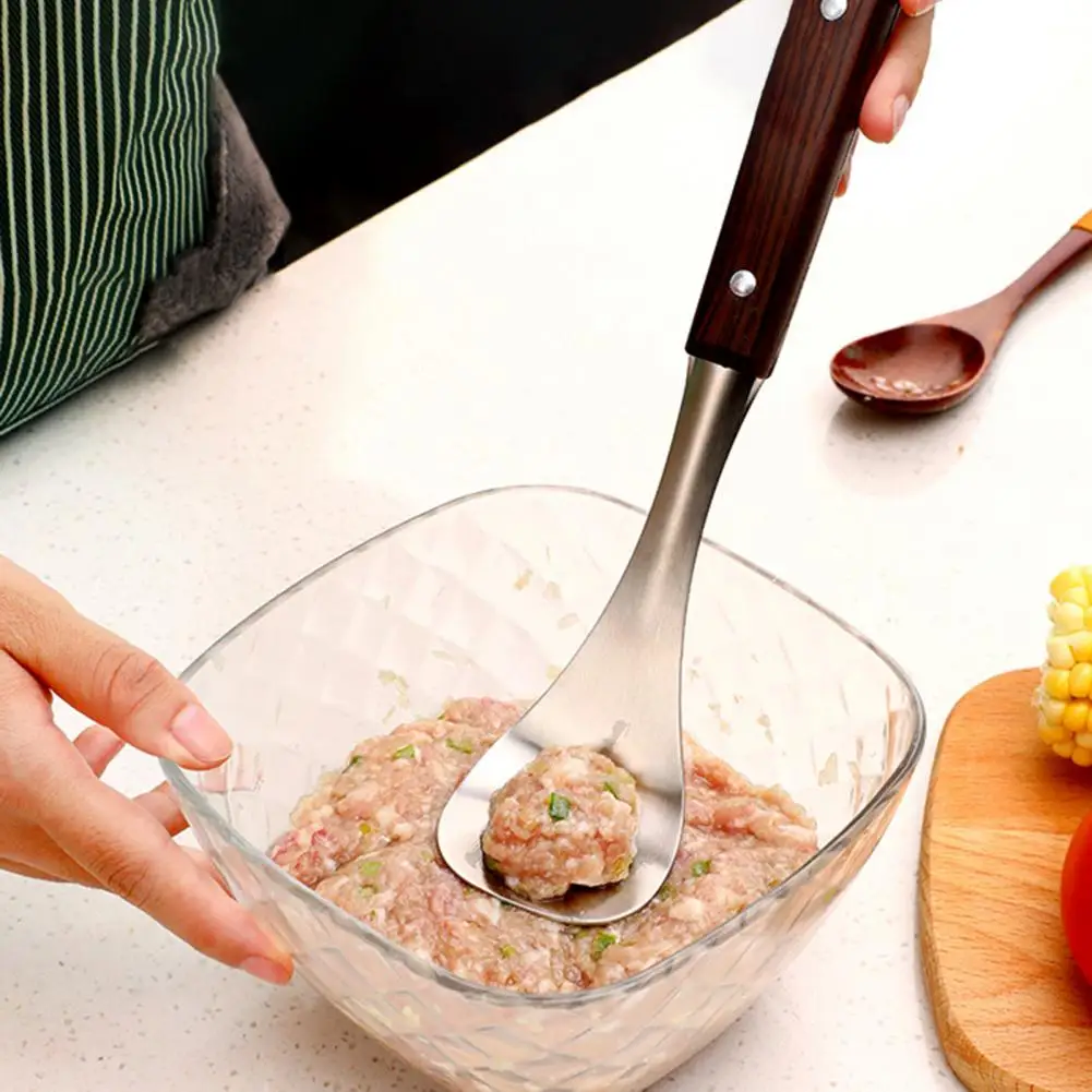 Meatball Spoon Cooking Tool Multifunctional Stainless Steel Meatball Spoon Long Handle Cozy Grip Homemade Cooking for Kitchen