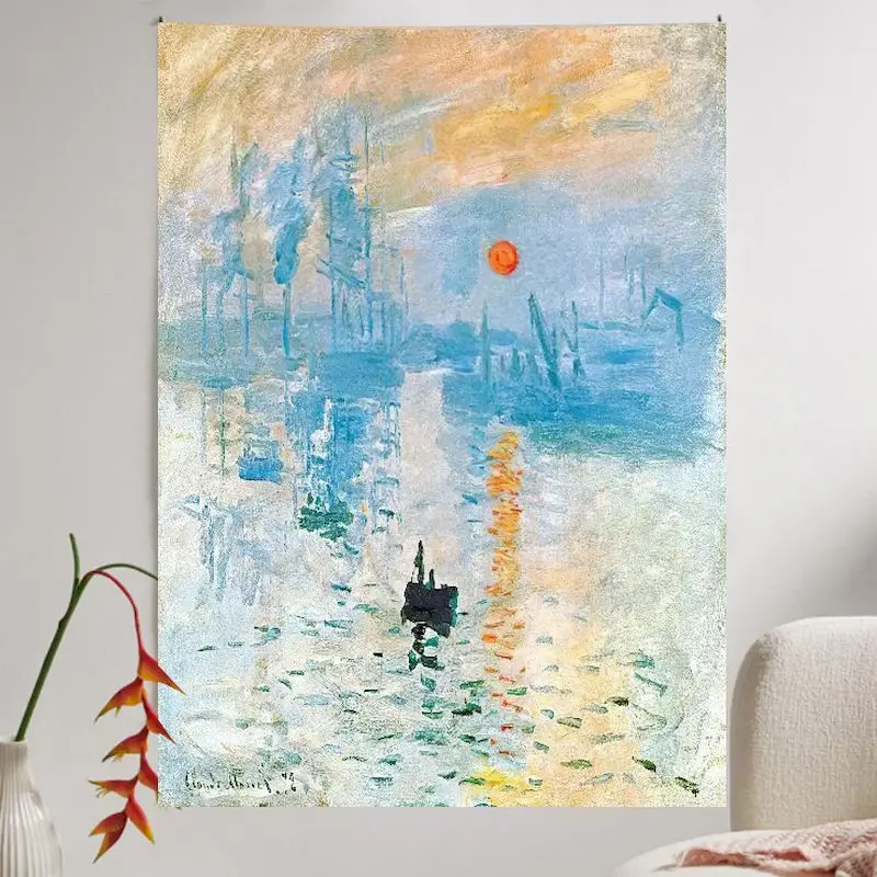 VIKAMA Monet Lily Sunrise Tapestry Wall Hanging, 6 Designs, Wall Decor for Bedroom Living Room Dorm