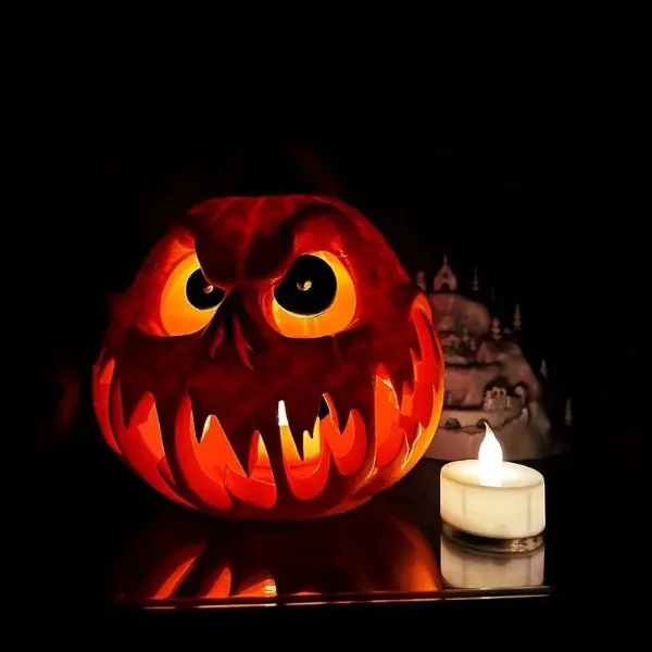 Halloween Giant Pumpkin Resin Decoration | Spooky Skull Head with Eerie Facial Features, Hollow Design for Indoor/Outdoor Festive Decor, Halloween Decor | Eerie Pumpkin Design | Carved Texture, Hallow