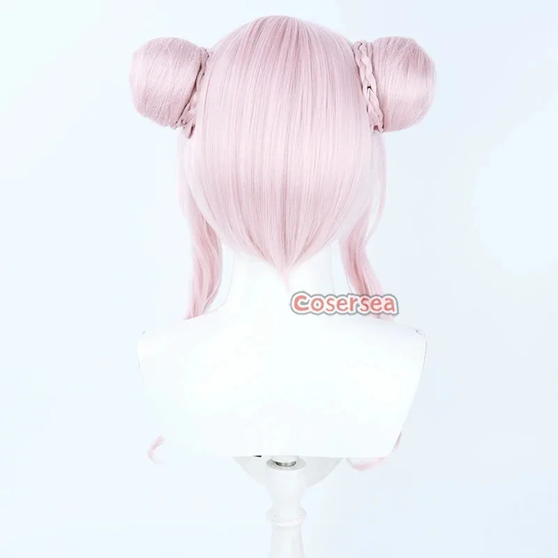 코스어시 타나카 히메 코스프레 가발 (번 포함) 버추얼 유튜버 타나카 히메 50cm 롱 웨이브 핑크 가발 합성 섬유 내열성