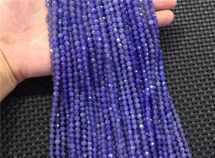 15“ High Quality Natural Genuine Tanzania Tanzanite Dark Purple Blue Gemstone Stones Faceted Round Loose Beads 3- 10mm