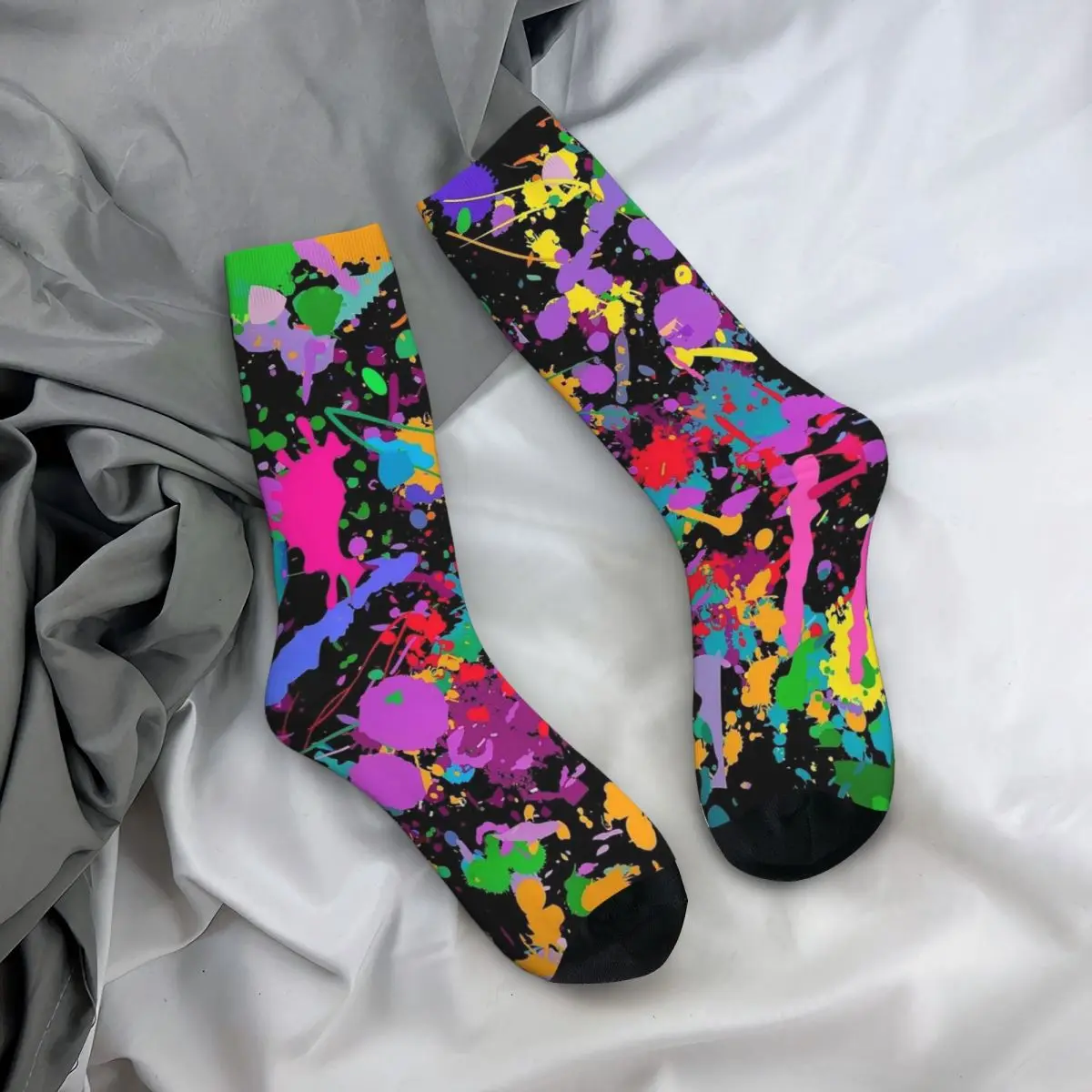 

All Seasons Crew Stockings Colorful Graffiti Splatter Socks Crazy Hip Hop Long Socks Accessories for Men Women Christmas Gifts