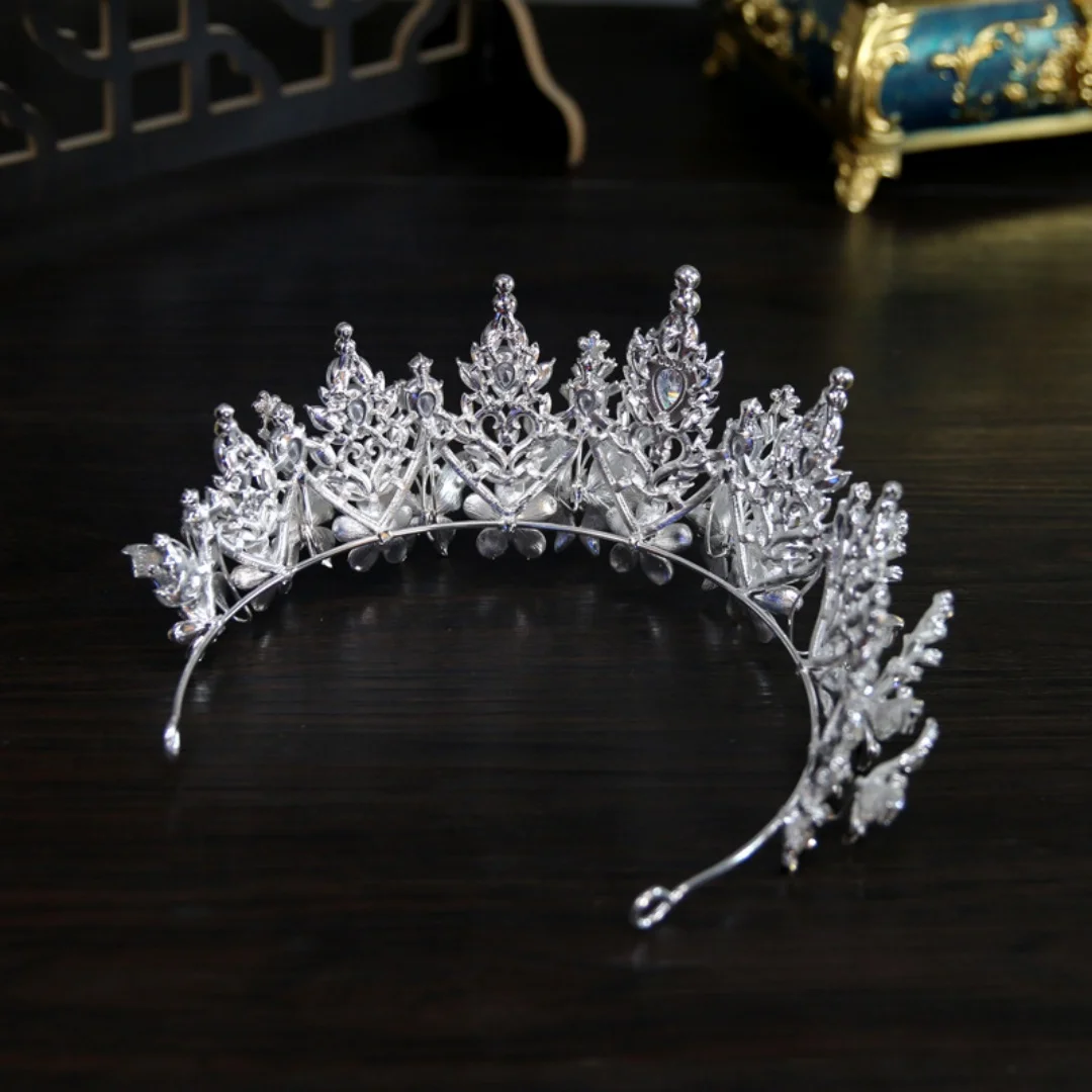 CC Luxury Bridal Crown Exquisite Floral Layered Vintage Headdress Premium Wedding Hair Jewelry Elegant Ceremony Gift For Bride