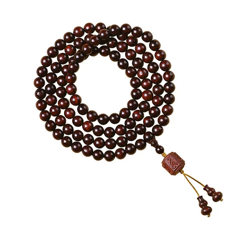 Leaflet red sandalwood beads hand string 108 men women old material sandalwood bracelet rosary necklace china beads boho gift