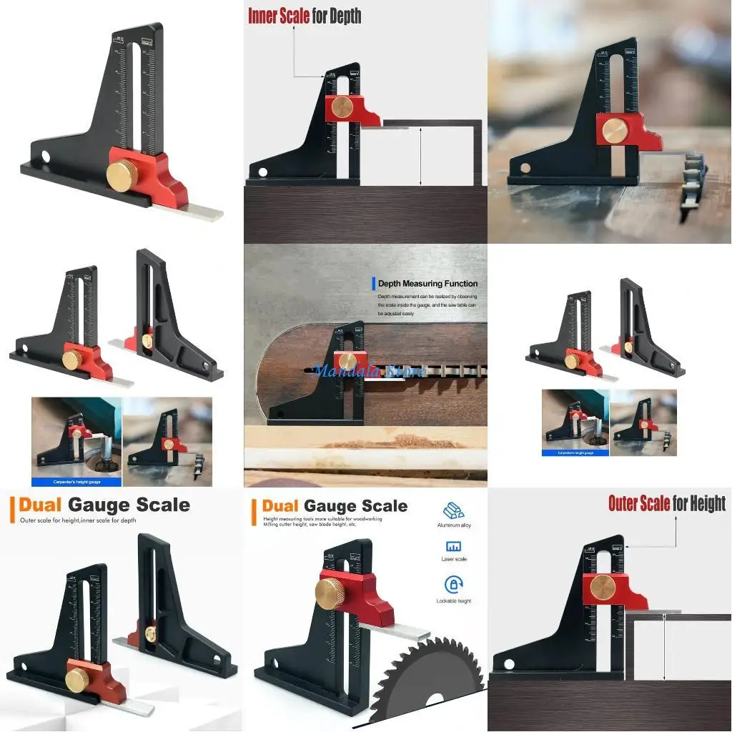 

U2JC Portable Height Gauges Height & Depth Measuring Tool with Clear Scale Upgrades for Woodworking Workshops & Home Projects
