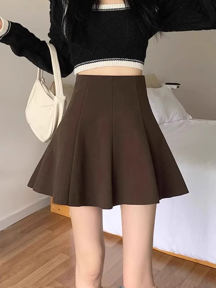 Halbrock Damen Neuer Herbst- und Winter-A-Linien-Kurzrock, sexy, figurbetont, flauschig, für kleine Frauen, vielseitiger Schirmrock – Detail 3