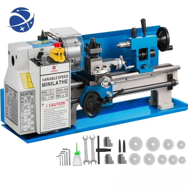 Mini tokarka metalowa YYHC 0-2500 obr./min Mini tokarka o zmiennej prędkości z uchwytem 4/3-szczękowym Tokarka stołowa do metalu