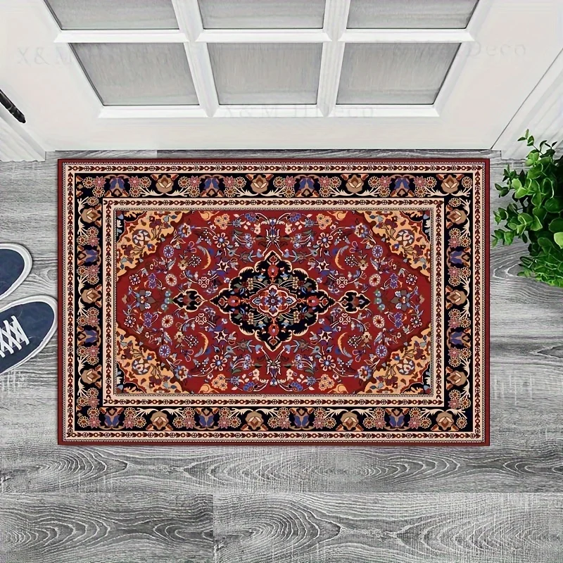 Persian Style Bohemian Welcome Doormat with Polyester Anti Fouling Foot Rug Perfect for Indoor and Outdoor Entrance Felt Carpet