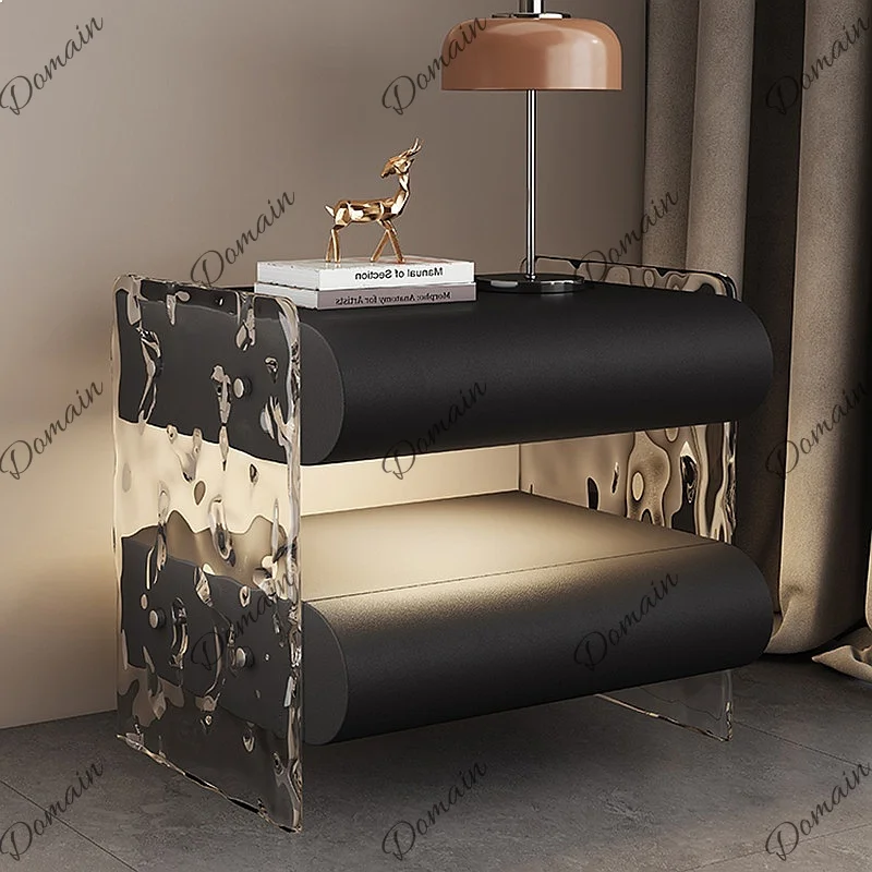 Acrylic coffee table bedside table sofa edge water ripple modern simple living room bedroom bedside storage