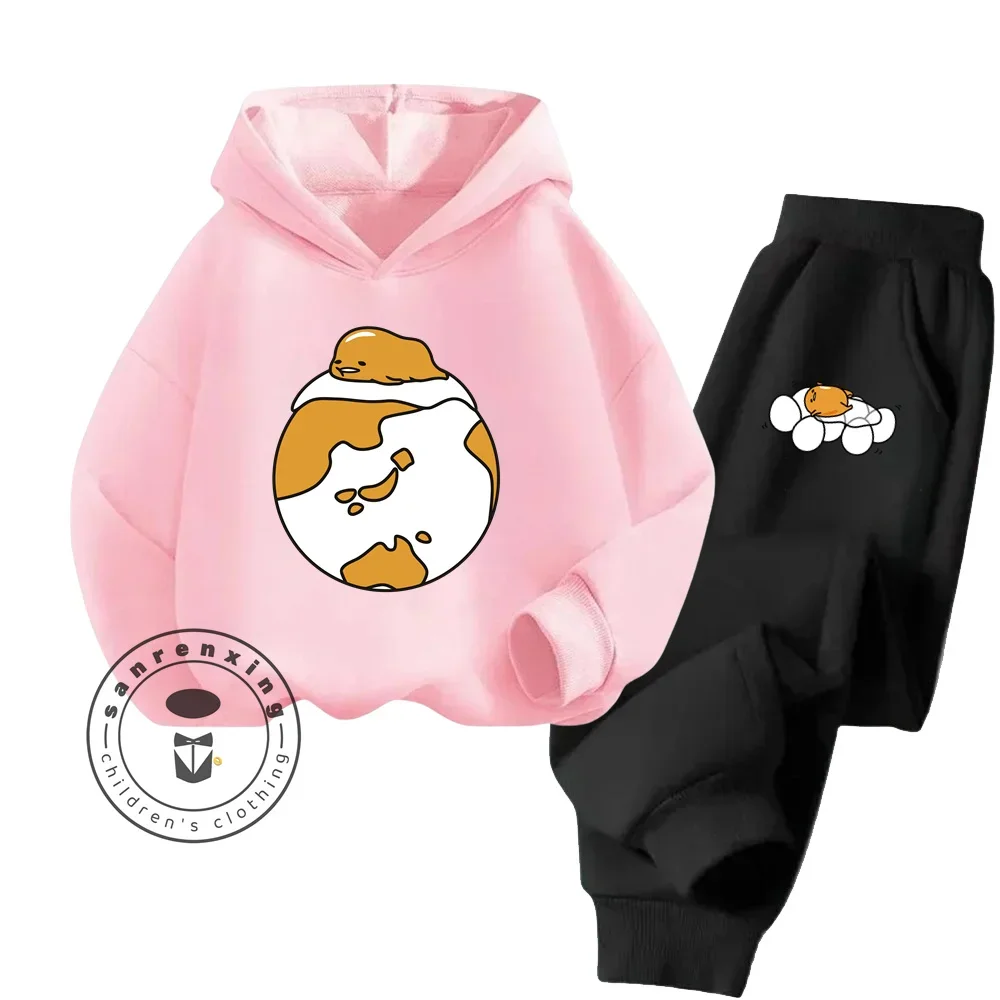 Children's Long-sleeved Set Fashion Gudetama Children's Girls Clothing Two-piece Pajamas Soft and Comfortable Casual Sports Set