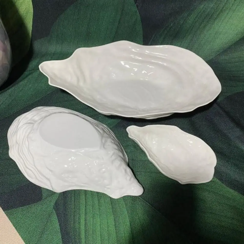 Tableware Ceramic Sashimi Plate Oyster Shell Shape Reusable Salad Plate Multi-Function Creative Storage Dish Home