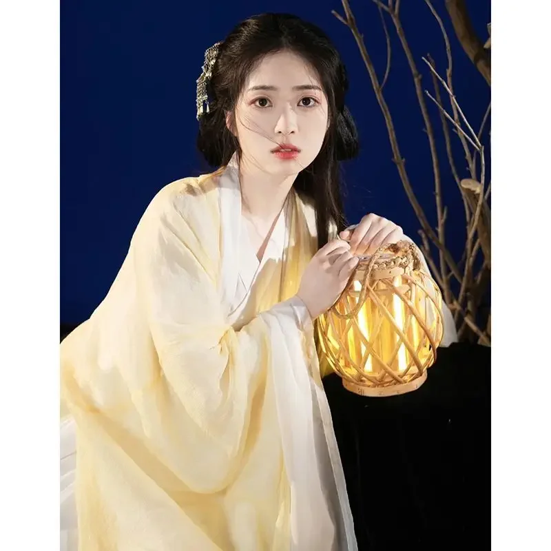 

Yellow Hanfu Women Chinese Traditional Costume Waist-high Skirt Wide Sleeve White Hanfu Cosplay Chinese Folk Dance Chinese Dress