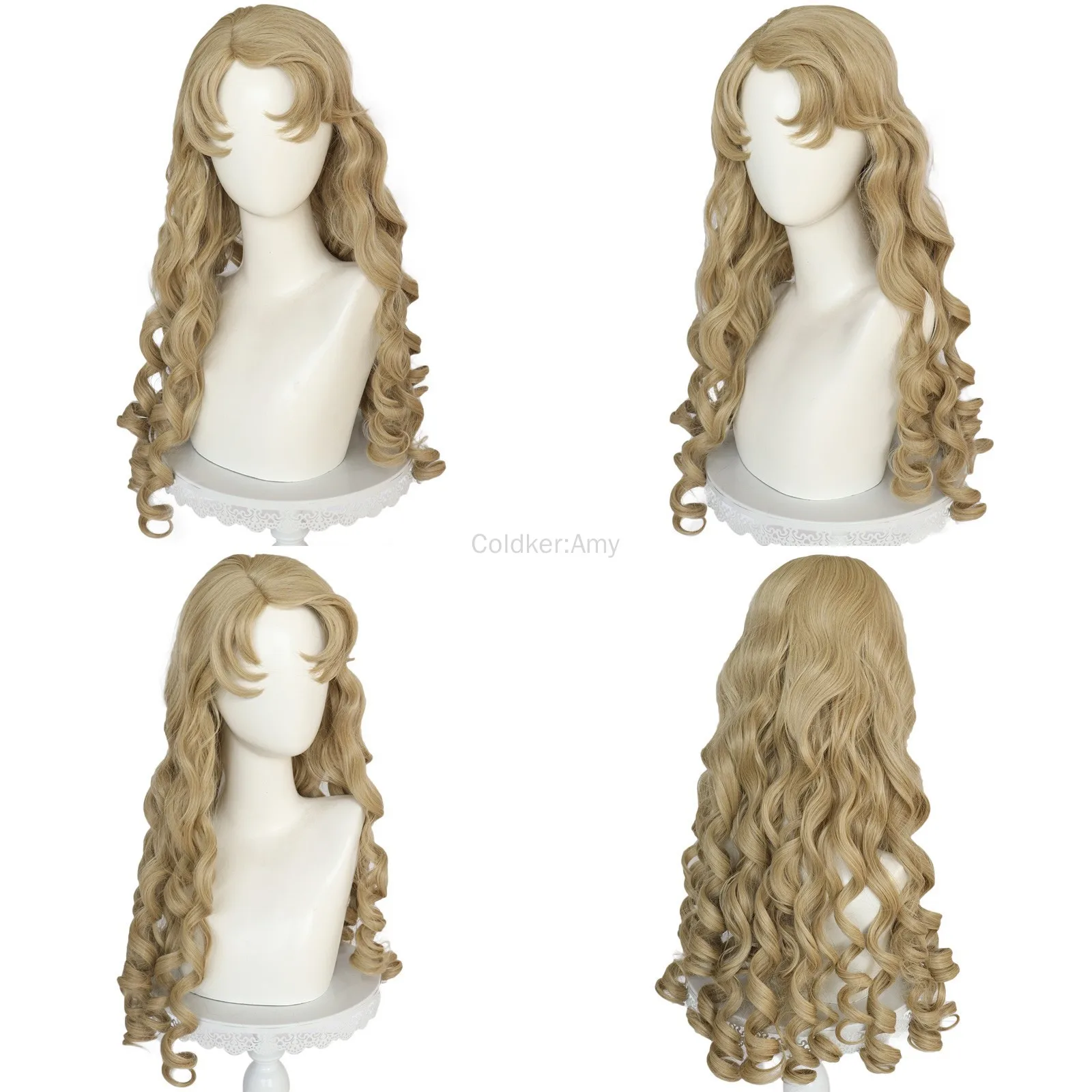 Parrucca sintetica da 26 pollici per copricapo da principessa, riccia, ondulata, lunga, marrone, Aurora, per Halloween, Natale, scuola, Ringraziamento