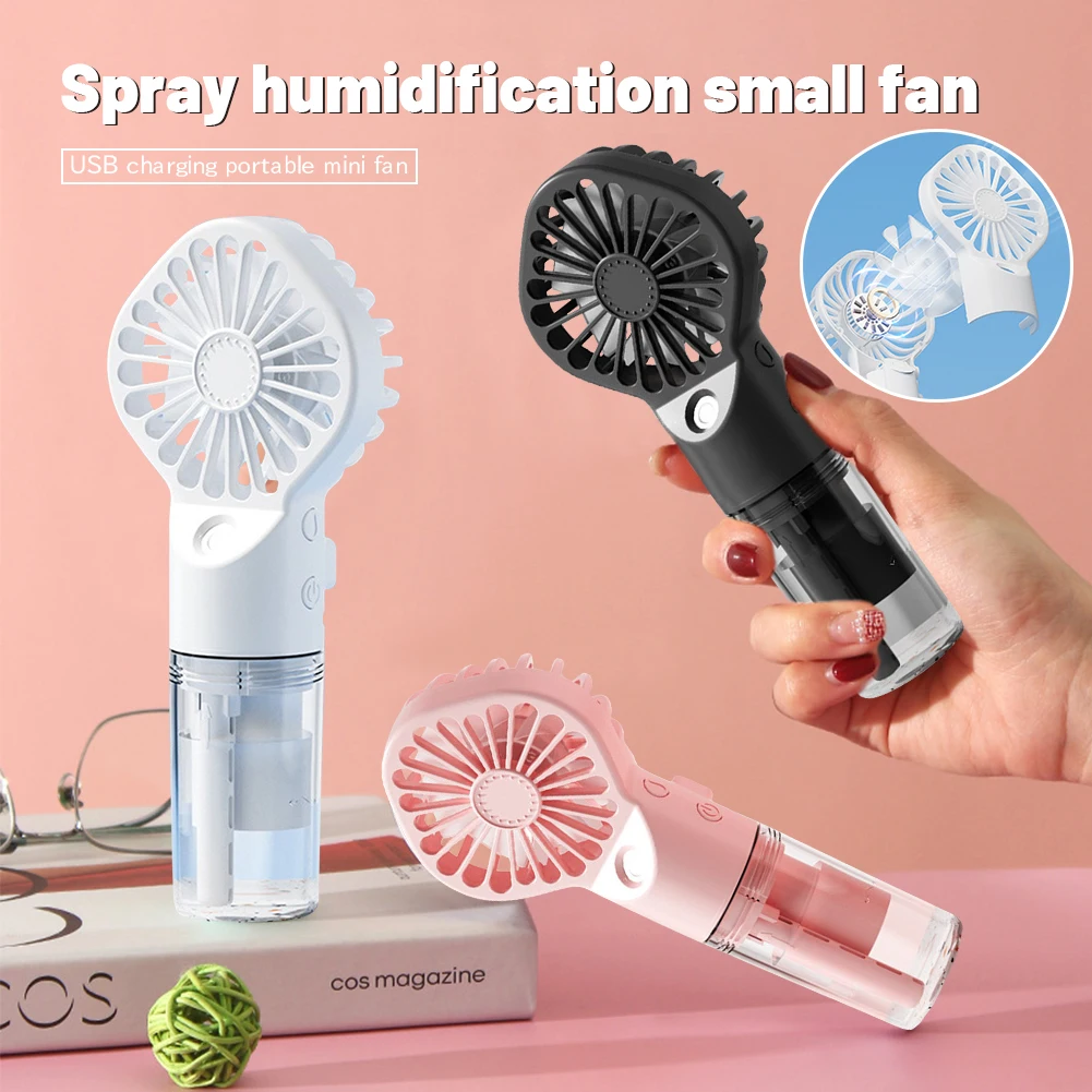 Mute Spray Fan Portable Silent Humidification Office Table Small Fan USB Rechargeable Handheld Fan Mini Office Mute USB Charging