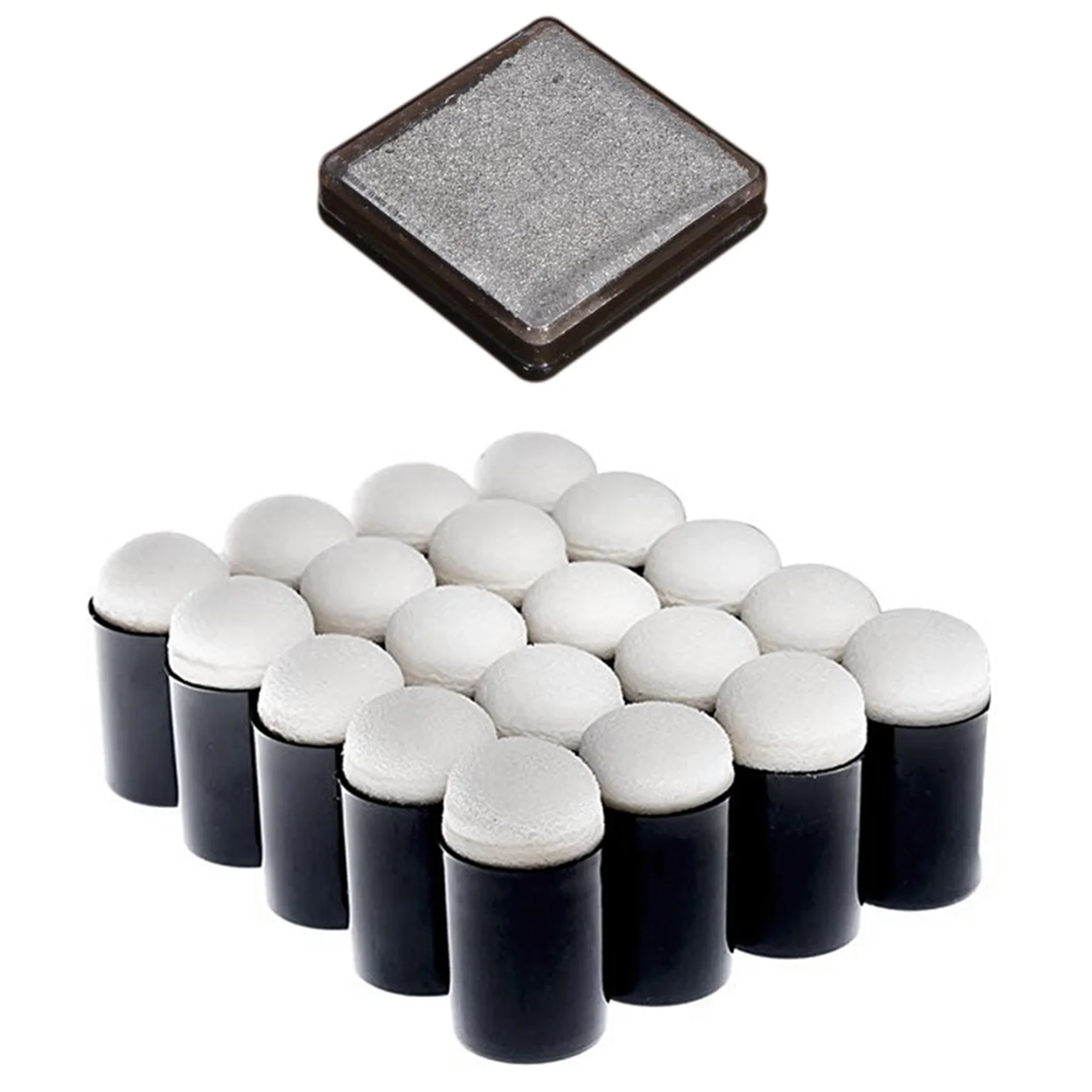 

1 Pcs Ink Pad Stamp Pad Silver & 50 Pcs Finger Sponge Dauber Painting Ink Pad Stamping Brush Craft Case