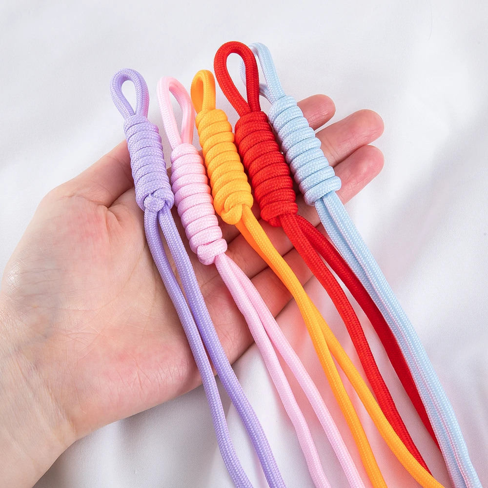 5pcs/Lot Colorful Knot Nylon Rope Cord Thread Braided Lanyard Keychain Handmade For DIY Key Chains Pendant Bag Charm Accessories