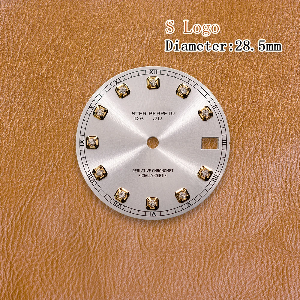 S Logo Dial 28.5mm NH35 Dial Sun Patterned Diamond 3/3.8 O'clock  Fit NH35/NH36/4R/7S Movement Watch Modification Accessories view 2
