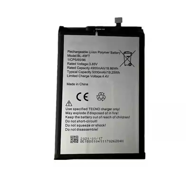 BL-49FT High Quality Phone Battery 3.85V 5000mAh for TECNO infinix / Camon 15/CD6(CD6j)/CD7/KD6 Replacement Battery