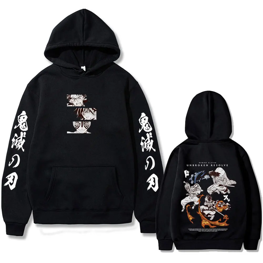 

Anime Demon Slayer Kamado Tanjirou Tomioka Giyuu Akaza Graphic Hoodie Men Women Fashion Oversized Fleece Cotton Pullover Hoodies