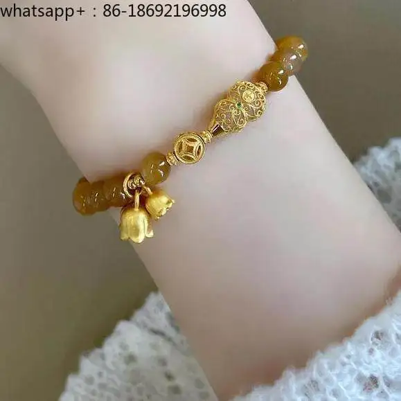 Lily of The Valley Little Fulu Hetian Jade Sugar Jade Bracelet Versatile White Advanced Artificial Chalcedony Bracelet