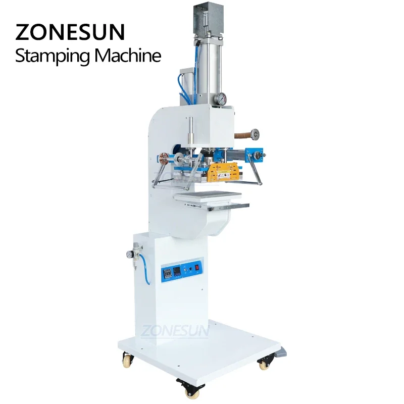 ZONESUN ZS-819SK Pneumatische automatische Kunststoffbox LOGO Leder Heißfolienprägung Rillen Prägemaschine Hitzepressmaschine