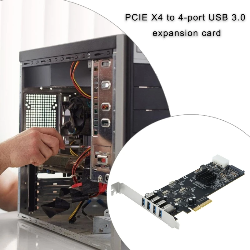Computador PCIE para 4 portas USB Placa expansão velocidade rápida Interfaces PCIe