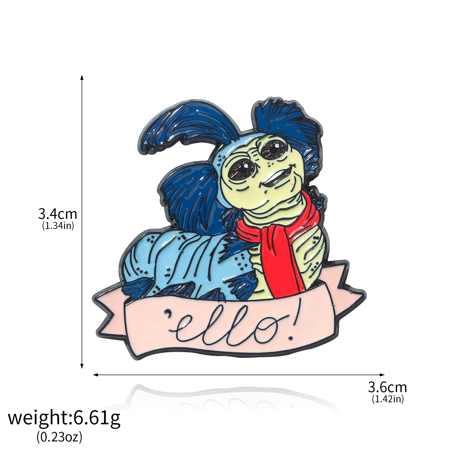 الأزرق دودة متاهة ايلو المينا دبابيس بروش الكرتون شارة معدنية دبابيس الملابس على ظهره التلبيب قبعة الملحقات #6