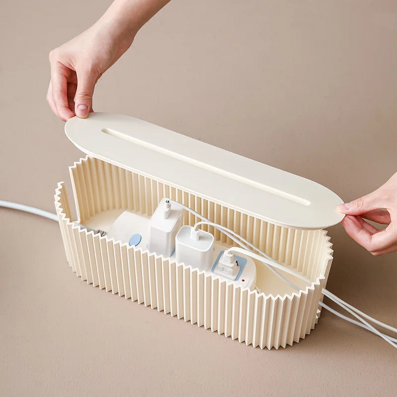 

Cable organiser, efficient and stylish plastic cable manager with lid for clutter-free space closet organizer kitchen organizer