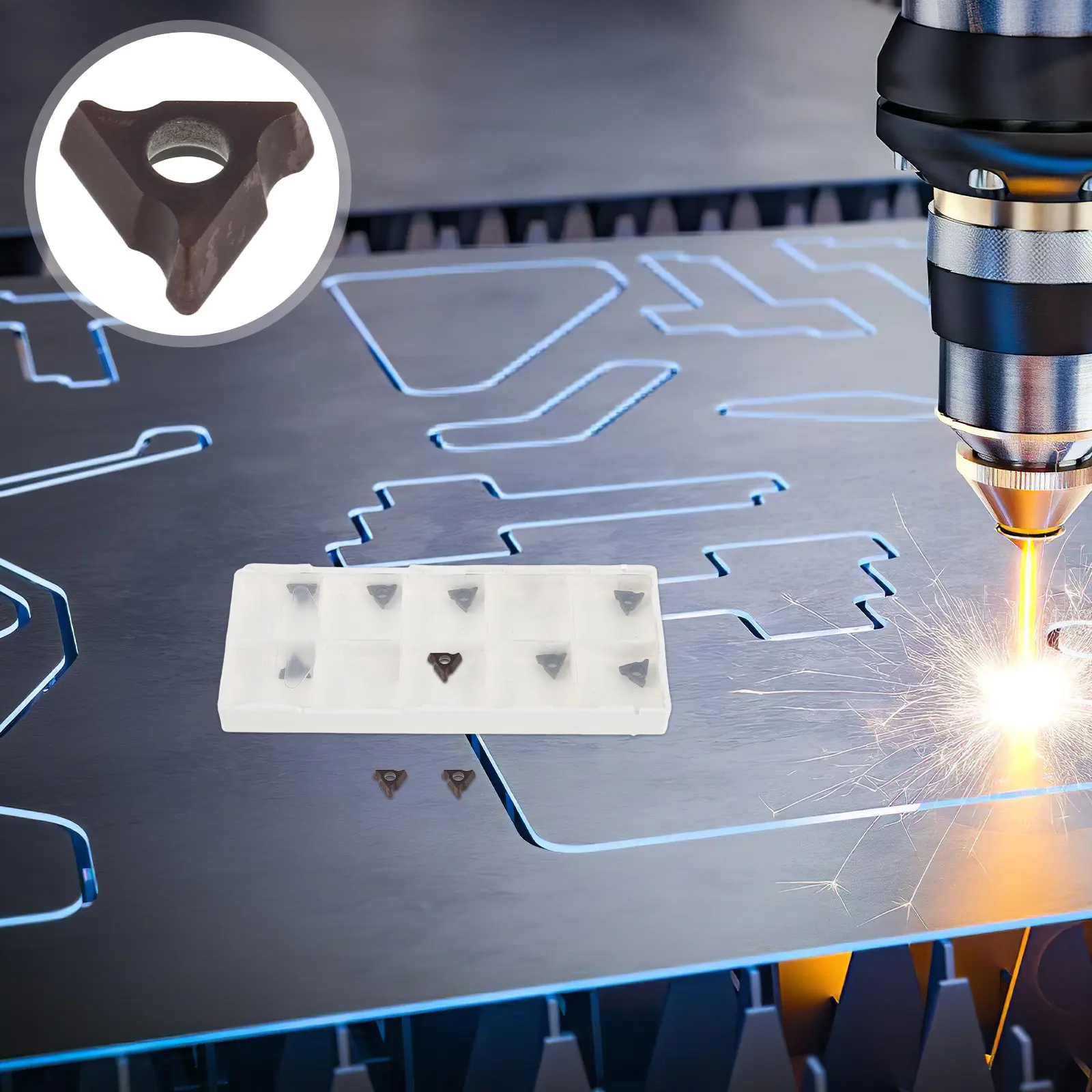 

10Pcs Lathe Turning Inserts Carbide Cnc Machine Tool Accessories for Metal Chamfering Deburring Threading Boring Grooving