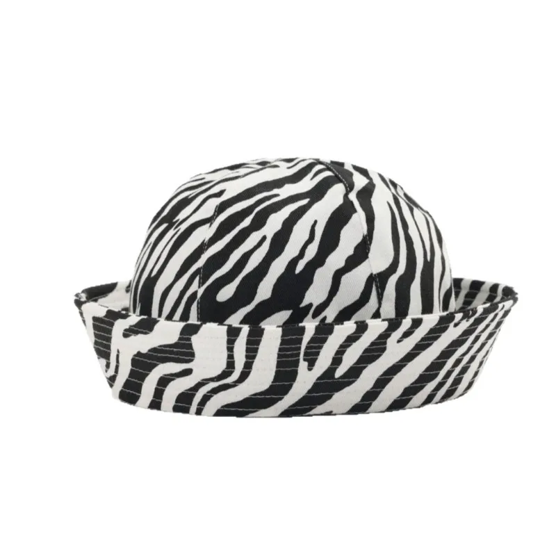 Koreanischer doppelseitiger gestreifter Bucket Hat für Damen, Sommer- und Herbst-Kuppelhut, vielseitiger Flip-Brim-Matrosenhut, achteckiger Baskenmützenhut – Detail 7
