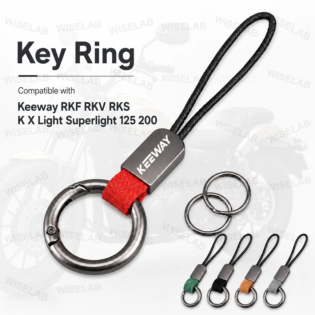 Porta Llaves Universal de Microfibra con Cuerda Encerada de Cuero Vacuno para Motocicletas Keeway RKF RKV RKS K/X Light Superlight 125 200