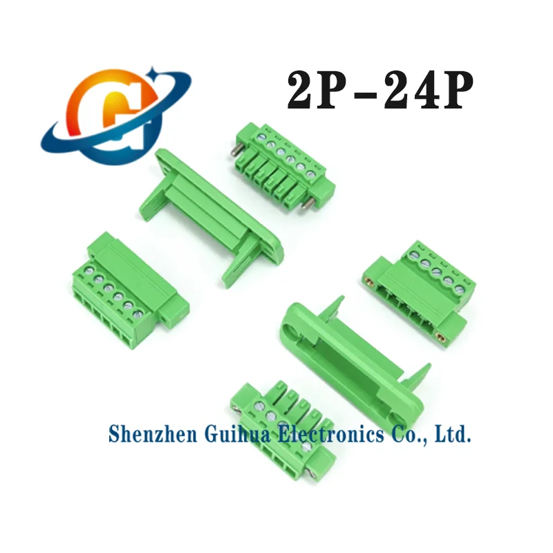 5pcs 2EDGWC3.81mm wall fixed panel chassis wiring terminal plug and unplug male and female docking plug socket 3-piece set