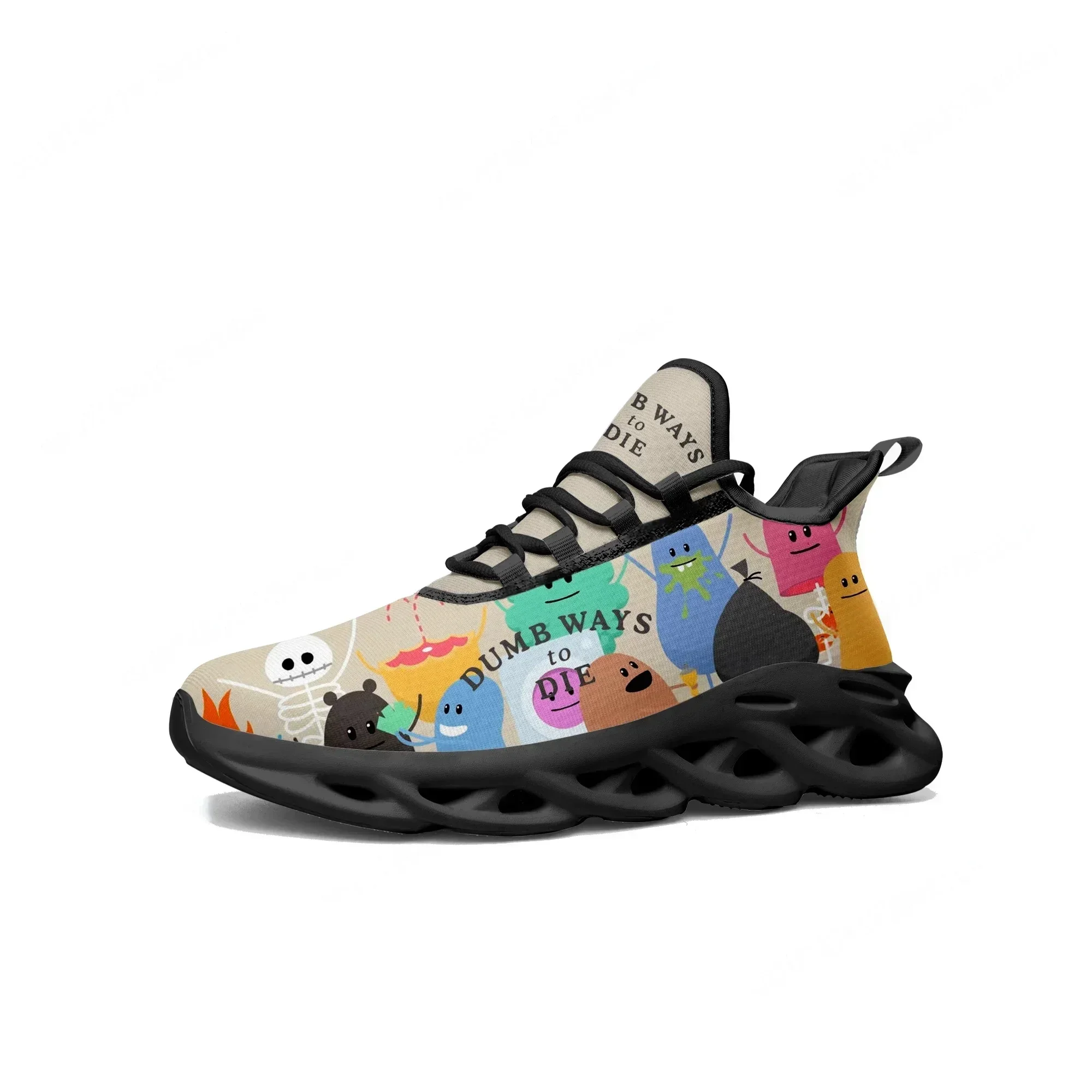 Dumb Ways To Die-zapatillas deportivas para hombre y mujer, calzado deportivo para adolescentes, calzado deportivo de alta calidad con cordones y malla, diseño personalizado de Anime y Manga