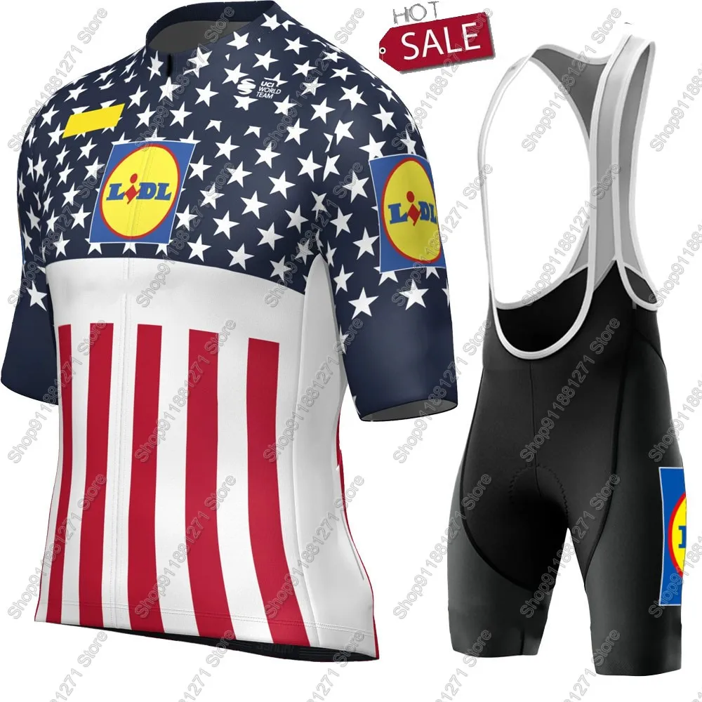 Lidl USA 2025 equipo España Tour verde conjunto de Jersey de ciclismo hombres Kit de ropa de verano camisas de bicicleta de carretera traje pantalones cortos con pechera MTB