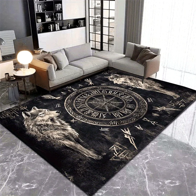 

Коврик Viking Wolf — нескользящий коврик из полиэстера Norse Rune для офиса/спальни/гостиной